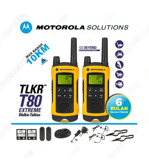 Motorola T80 Extreme Walkie Talkie Talkabout Radio (Free Jam Dinding Selama Persediaan Masih Ada)